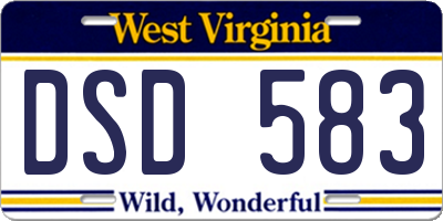 WV license plate DSD583