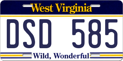 WV license plate DSD585