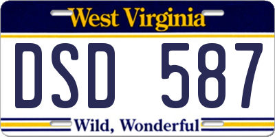 WV license plate DSD587