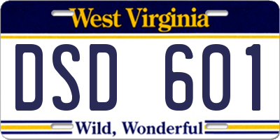 WV license plate DSD601