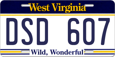 WV license plate DSD607