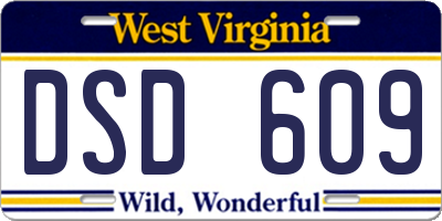 WV license plate DSD609