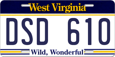 WV license plate DSD610
