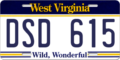 WV license plate DSD615