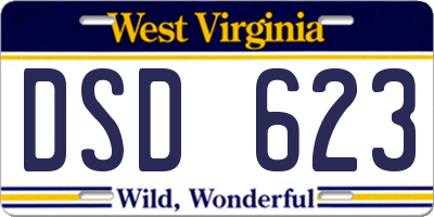 WV license plate DSD623