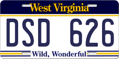 WV license plate DSD626