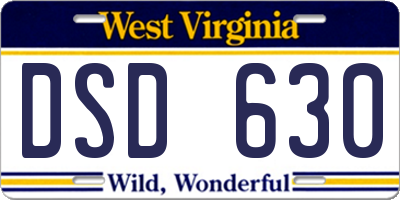 WV license plate DSD630