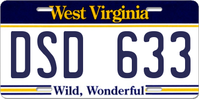 WV license plate DSD633