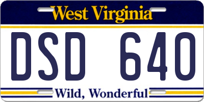 WV license plate DSD640