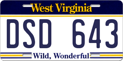 WV license plate DSD643