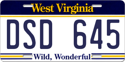 WV license plate DSD645