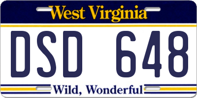 WV license plate DSD648