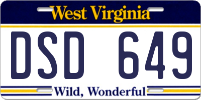 WV license plate DSD649
