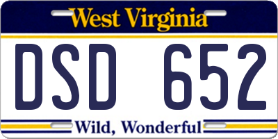 WV license plate DSD652