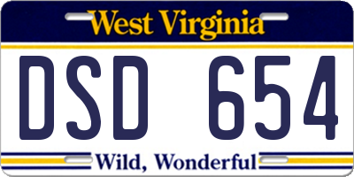 WV license plate DSD654