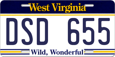 WV license plate DSD655