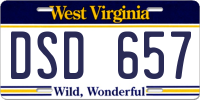 WV license plate DSD657