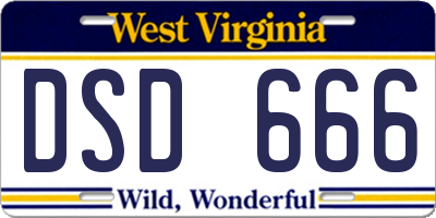WV license plate DSD666