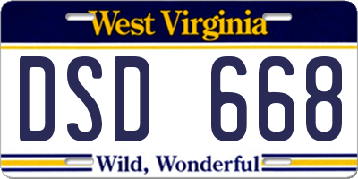 WV license plate DSD668