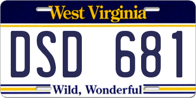 WV license plate DSD681