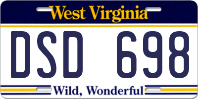 WV license plate DSD698