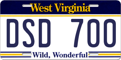 WV license plate DSD700
