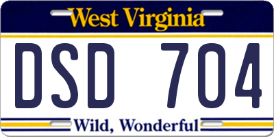WV license plate DSD704