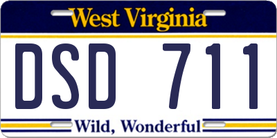 WV license plate DSD711