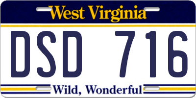 WV license plate DSD716