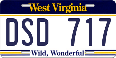 WV license plate DSD717