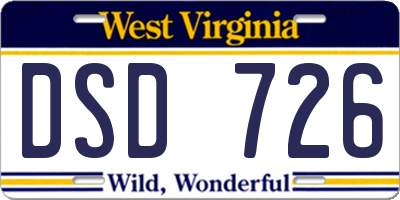 WV license plate DSD726