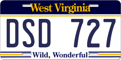 WV license plate DSD727