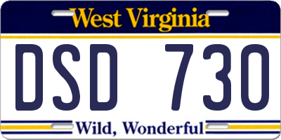 WV license plate DSD730