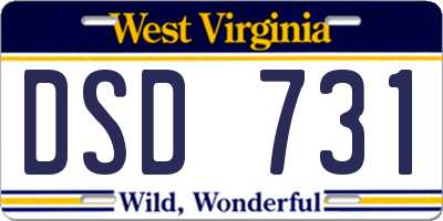WV license plate DSD731