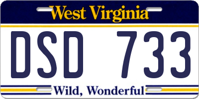 WV license plate DSD733