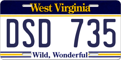 WV license plate DSD735