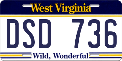 WV license plate DSD736