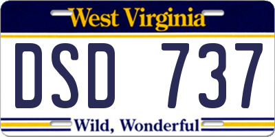 WV license plate DSD737