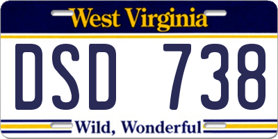 WV license plate DSD738