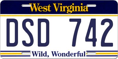 WV license plate DSD742