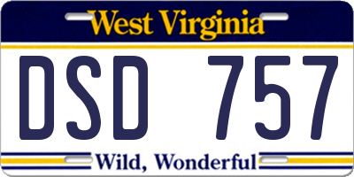 WV license plate DSD757