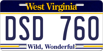 WV license plate DSD760