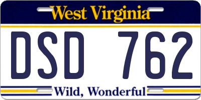 WV license plate DSD762