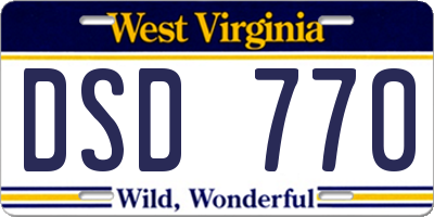 WV license plate DSD770