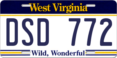 WV license plate DSD772