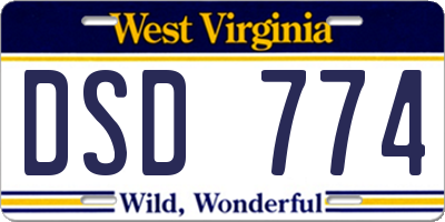 WV license plate DSD774