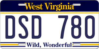 WV license plate DSD780