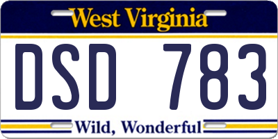 WV license plate DSD783
