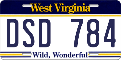 WV license plate DSD784