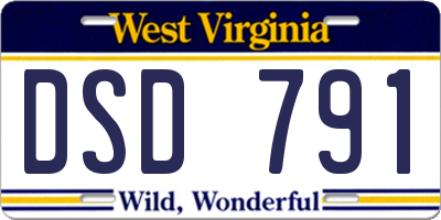 WV license plate DSD791